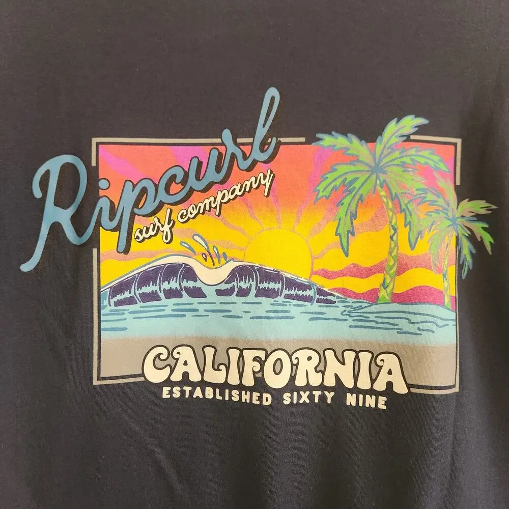 Rip Curl Men's‎ Size Small Surf Company California Black Beach Wave T-Shirt NWT